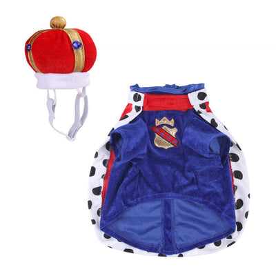 Pet King Cloak Accessories Set includes a crown hat to make your dog feel like a true king